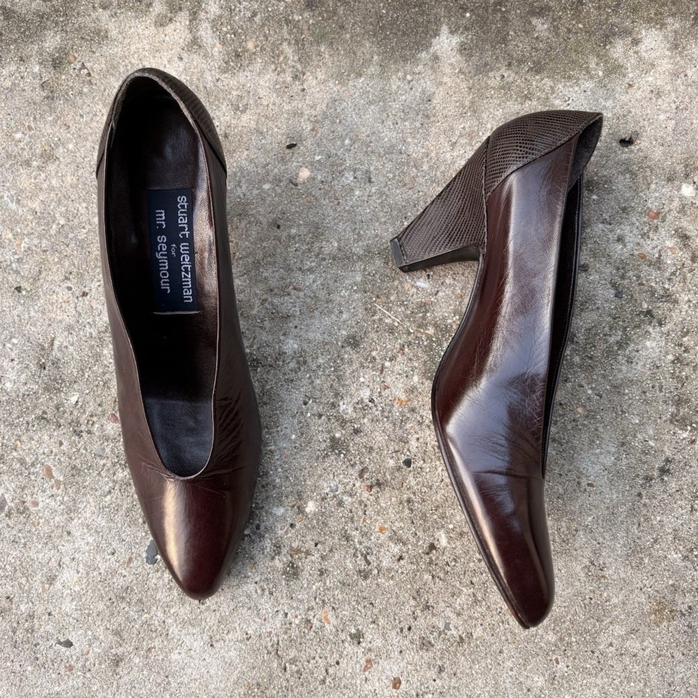 Pre-1986 Label Stuart Weitzman for Mr. Seymour Women's Brown Leather Pumps US 9